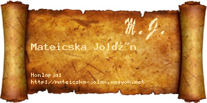 Mateicska Jolán névjegykártya